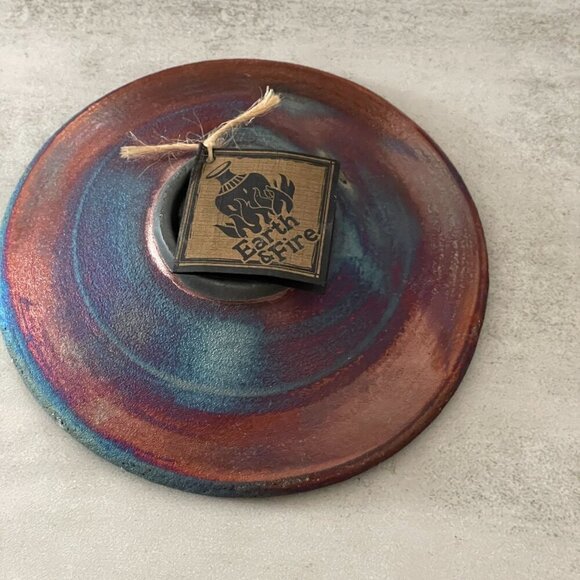 NWT Jeremy Diller Orca Whales Raku Pottery Metallic Signed Trinket Dish 5.5" - Picture 4 of 8